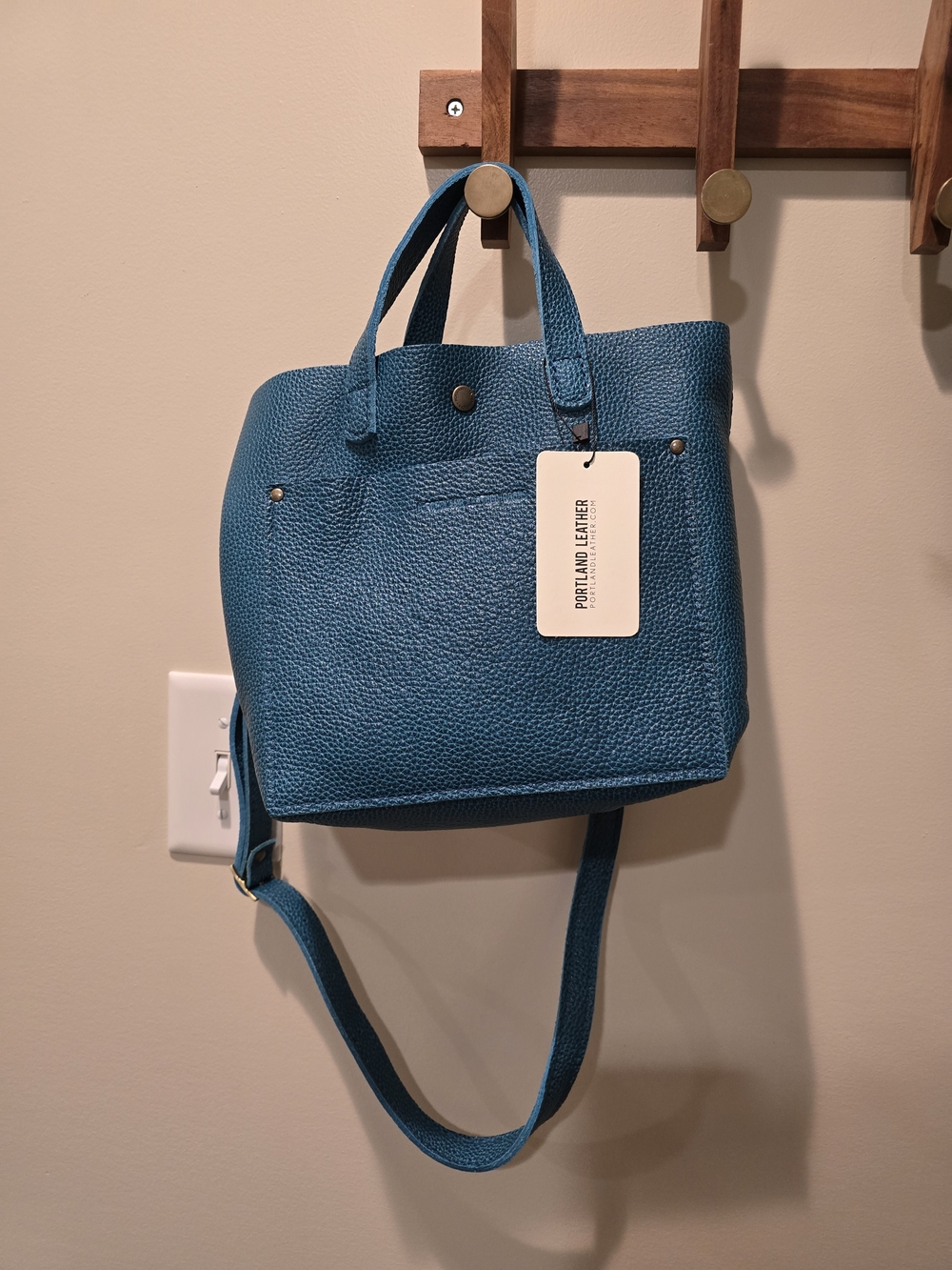 🔥 Portland Leather Blue Pebbled Leather Tote with Shoulder Strap